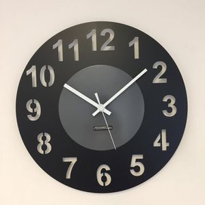 WANDKLOK - Stil uurwerk – Handgemaakt – AMSTERDAM BLACK & GREY CIRCLE - MODERN DUTCH DESIGN