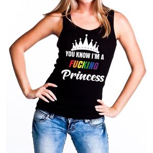 Zwart You know i am a fucking Princess tanktop / mouwloos shirt dames S