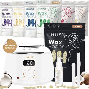 JHust® Professionele Wax Apparaat SET Wit + Extra 1KG Wax Beans + E-Manual + Siliconen Wax Sticks - Wax Beans Verwarmer - Wax Heater - Ontharing Set - Wax Set - Wax stick - Harsontharing - Waxverwarmer - Wax Bonen - kerstcadeau voor vrouwen