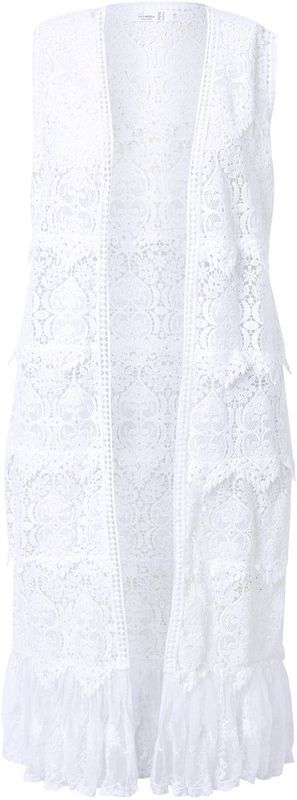 MIAMODA MIAMODA - Dames - Vest langer model kant met borduursel - Sneeuwwit - Maat 42