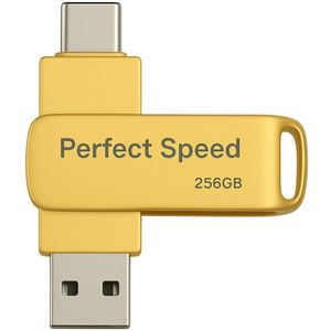 Perfect Speed Usb stick 256 GB - Usb Stick Goud - Flash drive - USB 3.2 - USB C - Hoge snelheid - 3 jaar garantie