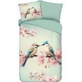 Luxe - Dekbedovertrek - Mint - 100% Katoen-Satijn - Vogels en Bloesem Print