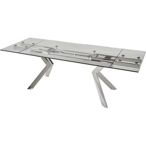 Vente-unique Uitschuifbare eettafel VELIKA - Gehard glas & metaal - 6 à 8 personen L 240 cm x H 76 cm x D 90 cm