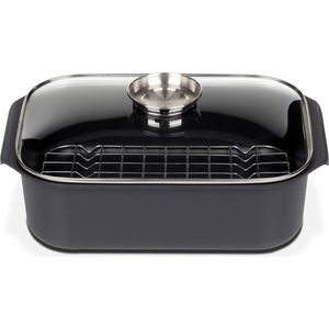 rectangular roaster Gourmet with aroma glass lid and grill insert, cast aluminum, ø approx. 40 x 26 x H 11cm (optimized heat distribution on all types of stoves - except induction)