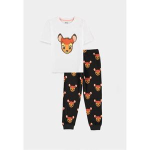Disney Bambi - Bambi face Kinderpyjama - Kids 122/128 - Wit/Zwart