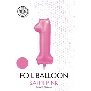 Cijferballon XXL | 1 satijn roze -