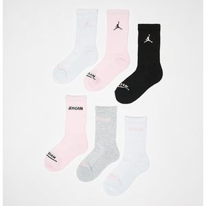 Nike X Jordan Sokken - 6 Paar - Kids - Wit/Roze/Grijs - Katoen - Maat 23.5 - 27