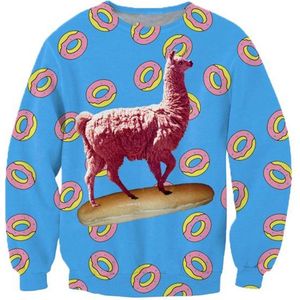 Lama eenhoorn met Donuts - Maat L - Festival Trui - Superfout - Foute Trui - Feestkleding - Festival outfit - Foute kleding - Foute party kleding -