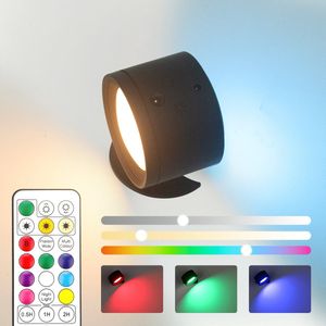 KL Home® - LED Wandlamp oplaadbaar - RGB kleuren - USB-C - Zwart