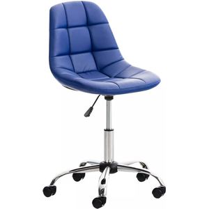 In And OutdoorMatch Werkkruk Yoshiko - Blauw - Voor volwassenen - Op wieltjes - Kunstleer - Ergonomische bureaustoel - In hoogte verstelbaar