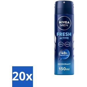 20 x NIVEA MEN - Deodorant Spray - Fresh Active - 150 ml - Deodorant Spray - Mannelijke Frisheid - 48 Uur Bescherming - INFINIFRESH Formule - Zweet En Geur Bestrijding