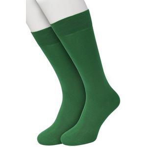 Bonnie Doon Basic Sokken Heren Groen maat 40/46 - 2 paar - Basis Katoenen Sok - Gladde Naden - Brede Boord - Uitstekend Draagcomfort - Perfecte Pasvorm - 2-pack - Multipack - Effen - Green - OL6324012.234