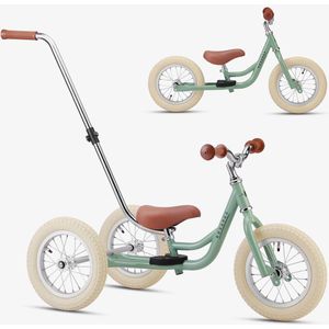 Køvapää Trike - 2 in 1 Loopfiets - 1.5 t/m 4 jaar - Met Naamsticker - 12 inch – Loopfiets - Groen