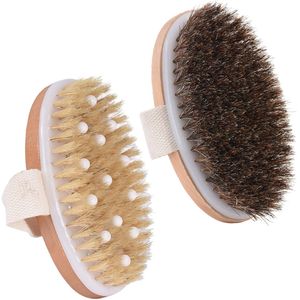 Lichaamsborstel droog - Zachte PPR Kralen + Paardenhaar - Exfoliërende Lichaamsborstel - Voor Acne & Circulatie - Lymfedrainage Massage - Meerkleurig - One Size - 1 stuk