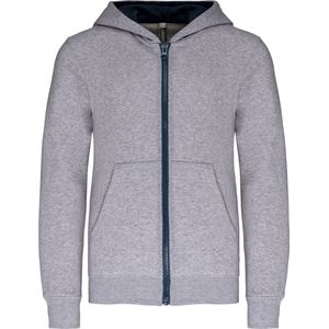 Kariban Kindersweater met rits en capuchon K486 - Oxford Grey / Navy - 12/14 Y (12/14 ans)