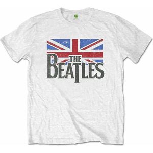 The Beatles - Logo & Vintage Flag Kinder T-shirt - Kids tm 8 jaar - Wit