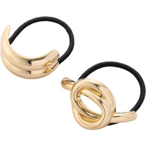 Emilie collection - haarelastiek - goud - 2 stuks - zwart
