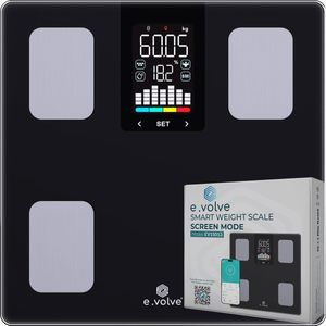 e.volve Weegschaal Personenweegschaal Digitaal - 20x - Werkt met en zonder App - Slimme Weegschaal met Lichaamsanalyse