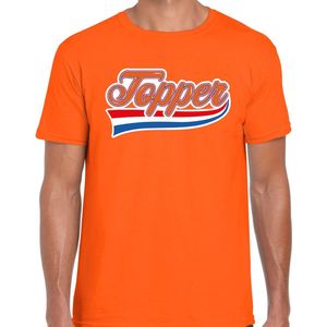 Topper sierlijke wimpel t=shirt - oranje - heren - koningsdag / EK/WK outfit / kleding M