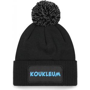 Bellatio Decorations Wintersport muts met pompom - Koukleum - zwart - glitter - unisex - Apres ski