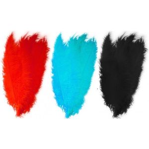 6x stuks grote veer/veren/struisvogelveren - 2x zwart - 2x blauw - 2x rood - Decoratie sierveren van 50 cm