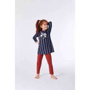 Woody pyjama meisjes/dames - multicolor gestreept - highlander koe - kip - 212-1-BLB-S/901 - maat 104