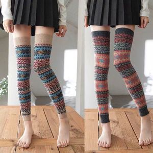 Dames knie- en beenwarmers, warme overknee sokken voor de herfst en winter, beenwarmers, antislip kniekousen, Donkerblauw, 1 paar