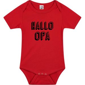 Hallo opa tekst baby rompertje rood jongens en meisjes - Kraamcadeau - Babykleding 92