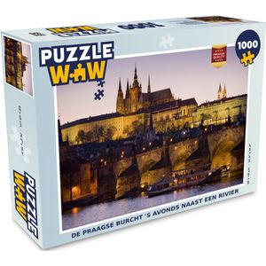 Puzzel Praagse Burcht - Rivier - Avond - Legpuzzel - Puzzel 1000 stukjes volwassenen