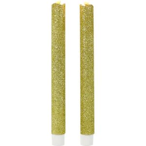 Kaarsen set van 6x stuks Led dinerkaarsen glitter goud 25,5 cm - Woondecoratie - Elektrische kaarsen