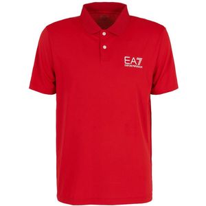 EA7 Emporio Armani - T-shirt - Rood/Wit - Normale Pasvorm - Kwartmouw