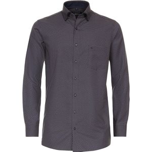 CASA MODA comfort fit overhemd - popeline - bruin dessin - Strijkvriendelijk - Boordmaat: 48