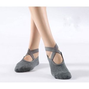 Dames Stretch Anti-Slip Yoga Sokken - Katoen + PVC, voor Pilates, Barre en Fitness, Geschikt voor Maat 36-40 - Grijs