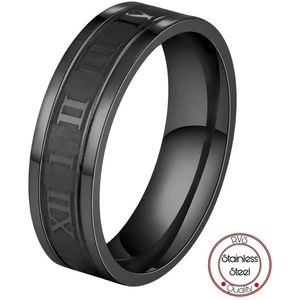 Roman Ring | Zwart | Ringen Mannen | 18mm | Ring Heren | Cadeau voor Man | Mannen Cadeautjes | Vaderdag | Vaderdag Cadeau
