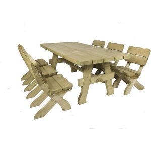 MaximaVida houten tuinset Provence 200 cm met 1 tafel en 6 stoelen