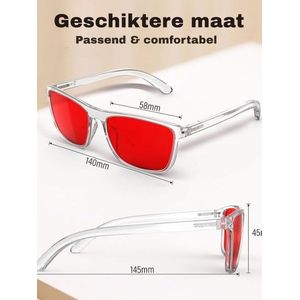 MMM® Blauw Licht Bril Zonder Sterkte - Computerbril - Blauw Licht Bril - Anti-Reflectie - Anti-Vermoeidheid - Donkerrood- Wit- 16 cm x 8 cm x 5 cm;