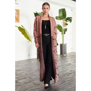 Vesten- designer vrouwen winterkleding lang vest luxe mantel- Warme vest trui- Gebreide vest met patroon- Fashion lange vest- Roze- Standaard maat- One size M/L