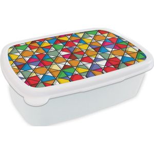 Broodtrommel Wit - Lunchbox - Brooddoos - Glas - Geometrie - Design - 18x12x6 cm - Volwassenen