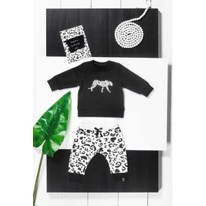 Jollein Luipaard shirt + broek zwart wit maat 62/68