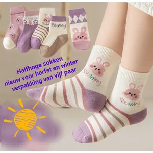 - vrolijke sokken-5 paar meisjessokken -sokken voor kinderen 3-4 jaar- 15-17 cm- voor schoenmaat 22-26 - 60% katoen- 35% polyester-5% spandex