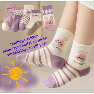 happy socks - vrolijke sokken-5 paar meisjessokken -sokken voor kinderen 5-7jaar- 17-19 cm- voor schoenmaat 27-30 - 60% katoen- 35% polyester-5% spandex