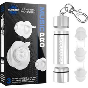 EarPeace Pro Festival Oordopjes - Earplugs Festival - Herbruikbare Partyplugs met Opbergcase - Gehoorbescherming tot 26 dB - 6 Oordoppen in 2 Maten (3x Small & 3x Standaard) - Oordopjes voor Muziek, Festivals & Concerten - Transparant