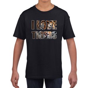 I love tigers / tijgers t-shirt zwart kids - tijgers dieren t-shirt / kleding - cadeau t-shirt / tijger shirts - kinderkleding / kleding 146/152
