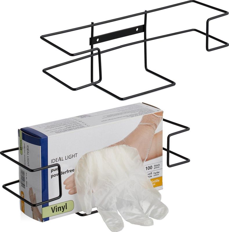 Handschoendispenser Set van 2 - Zwart - IJzer - Voor Wegwerphandschoenen