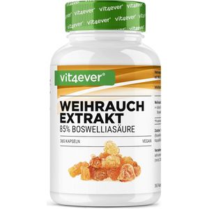 Vit4ever - Indiase Boswellia Serrata - 365 Capsules - Frankincense Wierook Extract - Premium: 85% Boswellia Zuur - Hooggedoseerd met 1000 mg per dagelijkse dosis - Veganistisch
