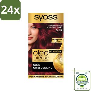 SYOSS - Oleo Intense 5-92 - Haarverf - Permanente Haarkleuring - Stralend Rood - Langdurige Kleur - Voordeelverpakking - 24 stuks - Permanente haarkleur - Rode haarkleur