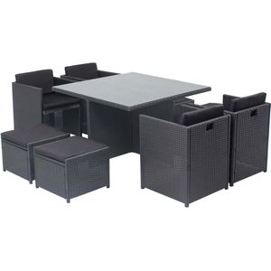 Concept-U - Tafel en stoelen 8 -Seater gebouwd -in zwart/zwarte hars MIAMI