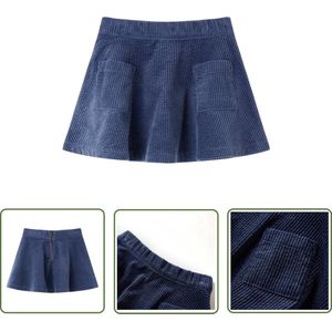 vidaXL Meisjesrok - Kinderrok - Kinderrok met zakken ribfluweel 92 marineblauw - Ribfluweel Rok - Blauwe Rok - Kindermode