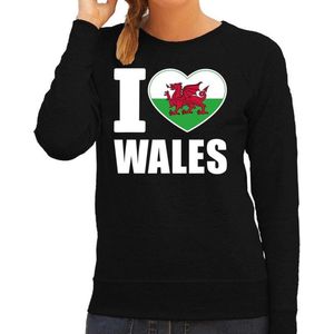 I love Wales supporter sweater / trui voor dames - zwart - Wales landen truien - Wales / Welsh fan kleding dames M