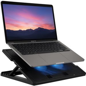Laptop Cooler Verstelbaar – Cooling Pad tot 17 inch – Stille 140 mm Ventilator met Blauwe LED – USB Hub – Laptopstandaard – Laptop Ventilator Standaard